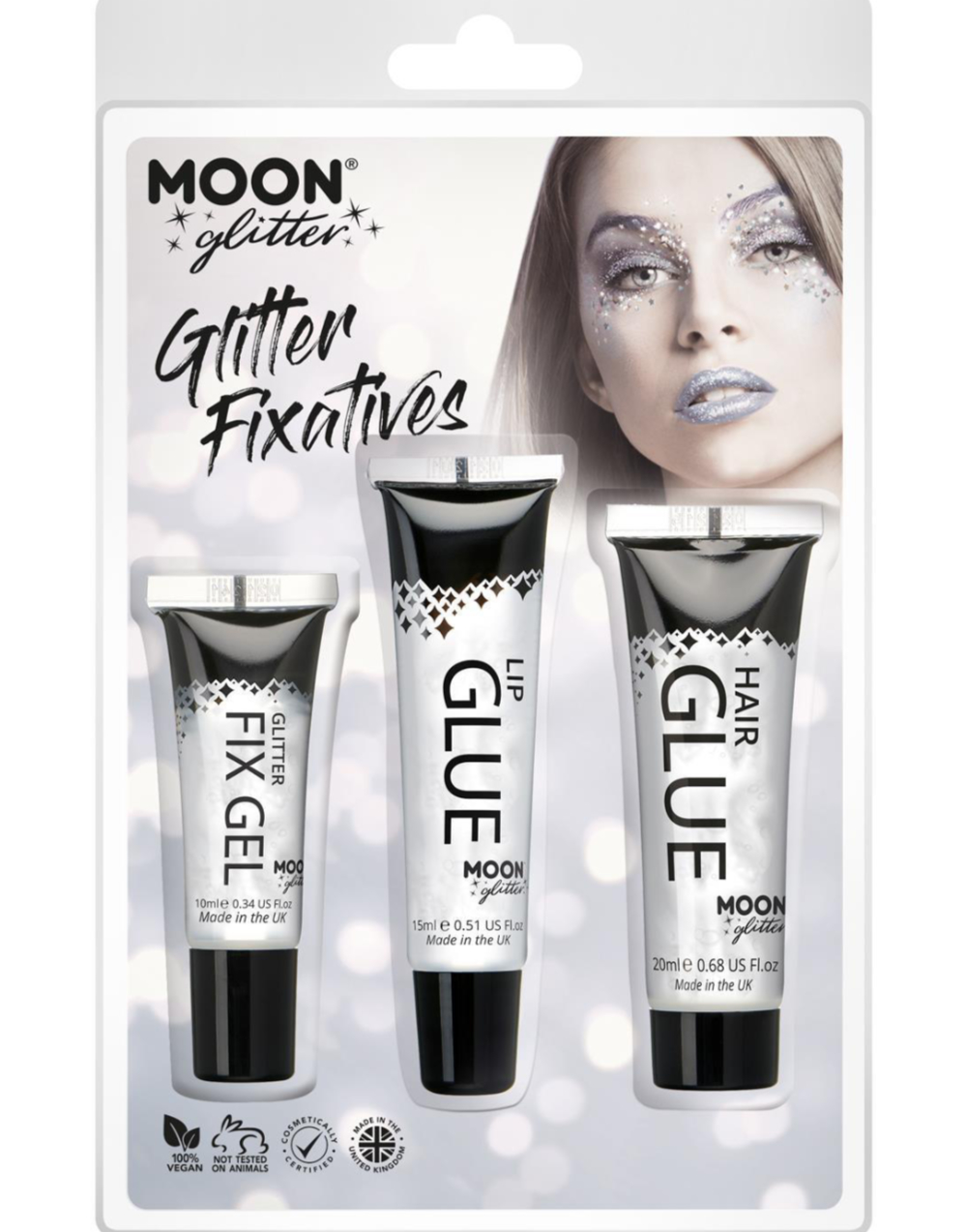3 stk Glitter Fikseringsgele til Kropp, Lepper og Hår