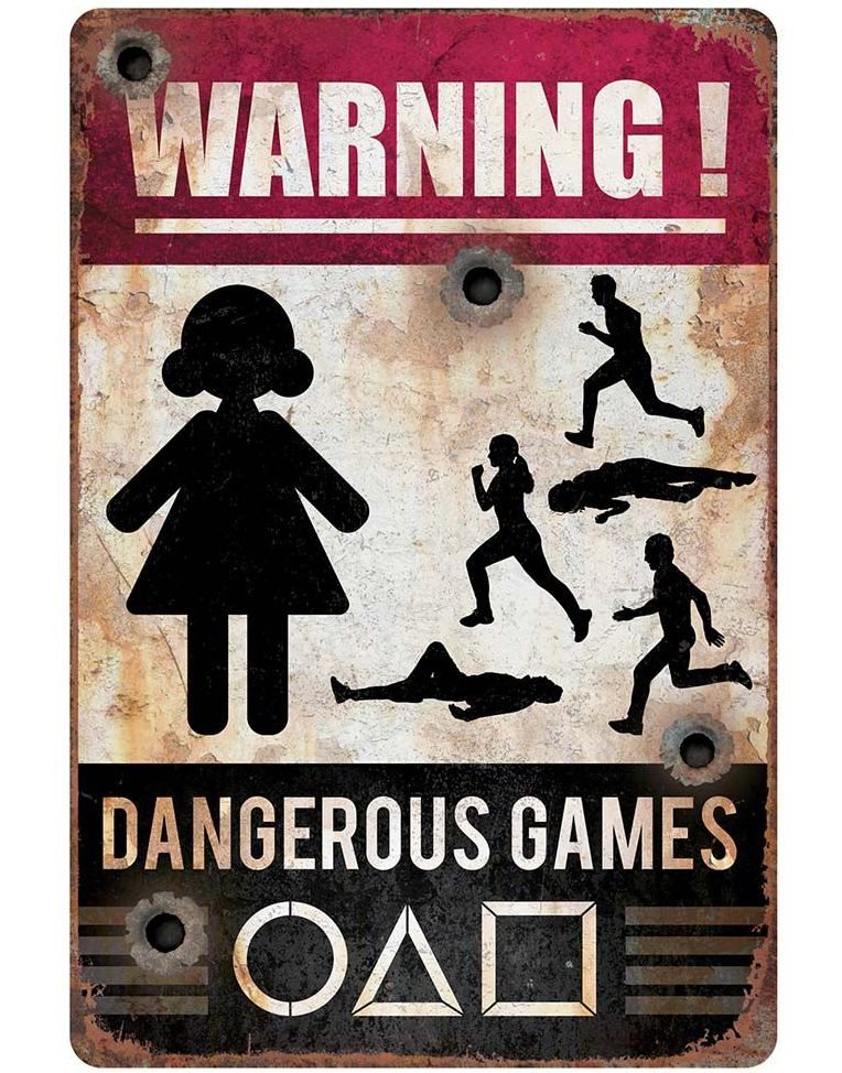 Bilde av Warning! Dangerous Games - Squid Game Inspirert Plakat/skilt 24x36 Cm