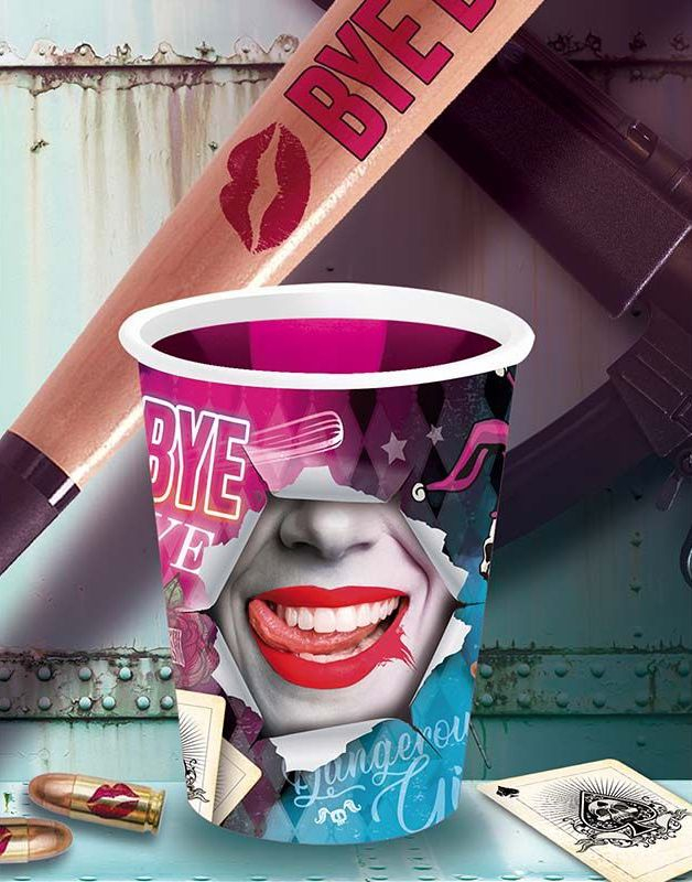 Dangerous Girl - 6 stk Harley Quinn Inspirerte Pappkopper 355 ml