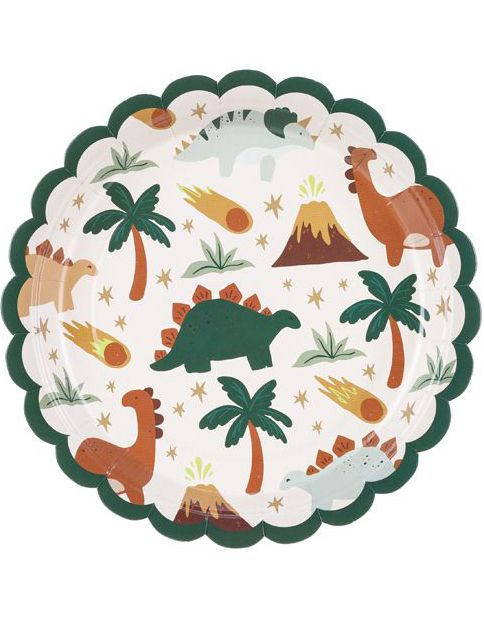 6 stk Dinosaur Papptallerkener 18 cm