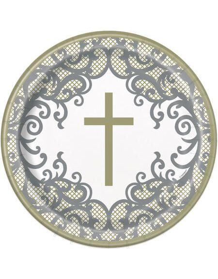 8 stk Flotte Papptallerkener med Gullkors 22 cm - Gold Cross