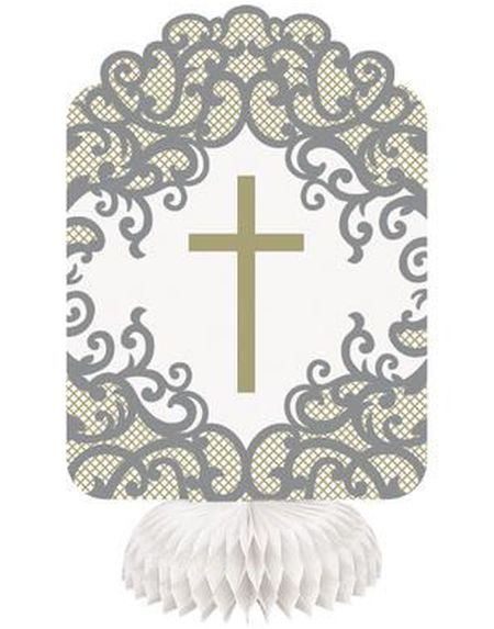 3 Stk Gullkors Honeycomb Bordpynt 20 cm - Gold Cross