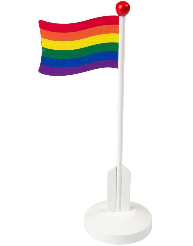 Prideflagg og Flaggstang i Tre 24 cm