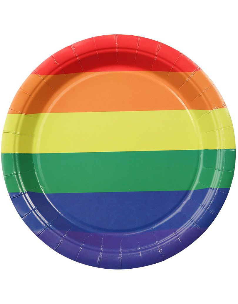 8 stk Pride/Regnbue Engangstallerkener 23 cm