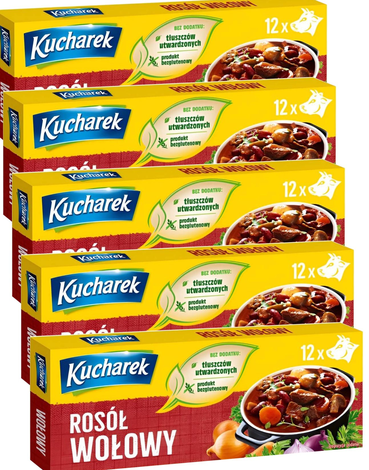 12 Pakker med Kucharek Beef Bouillon - 12x12 stk Biff Buljongterninger 1,44 kg (Polen)