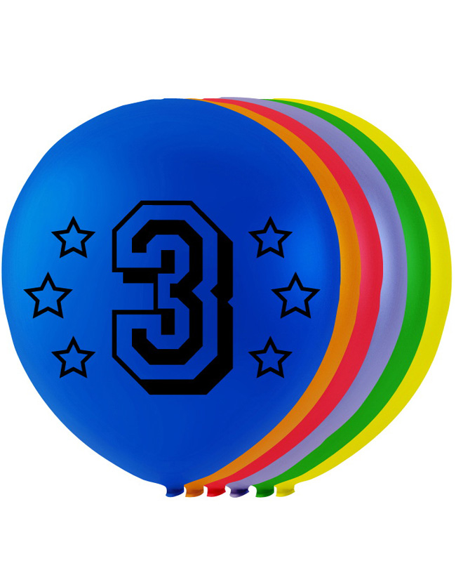 3 tall - 8 stk Flerfargede Ballonger 26 cm
