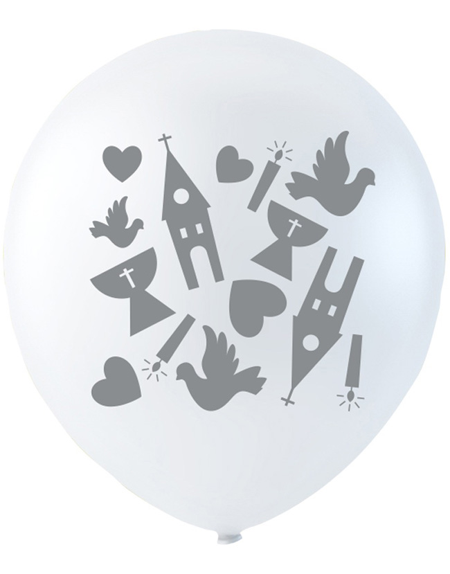 6 stk 26 cm - Hvite Ballonger Konfirmasjon