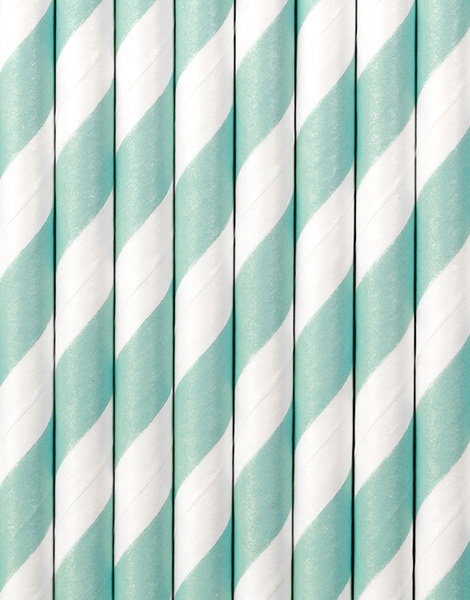 10 stk Lys Blå Stripete Sugerør