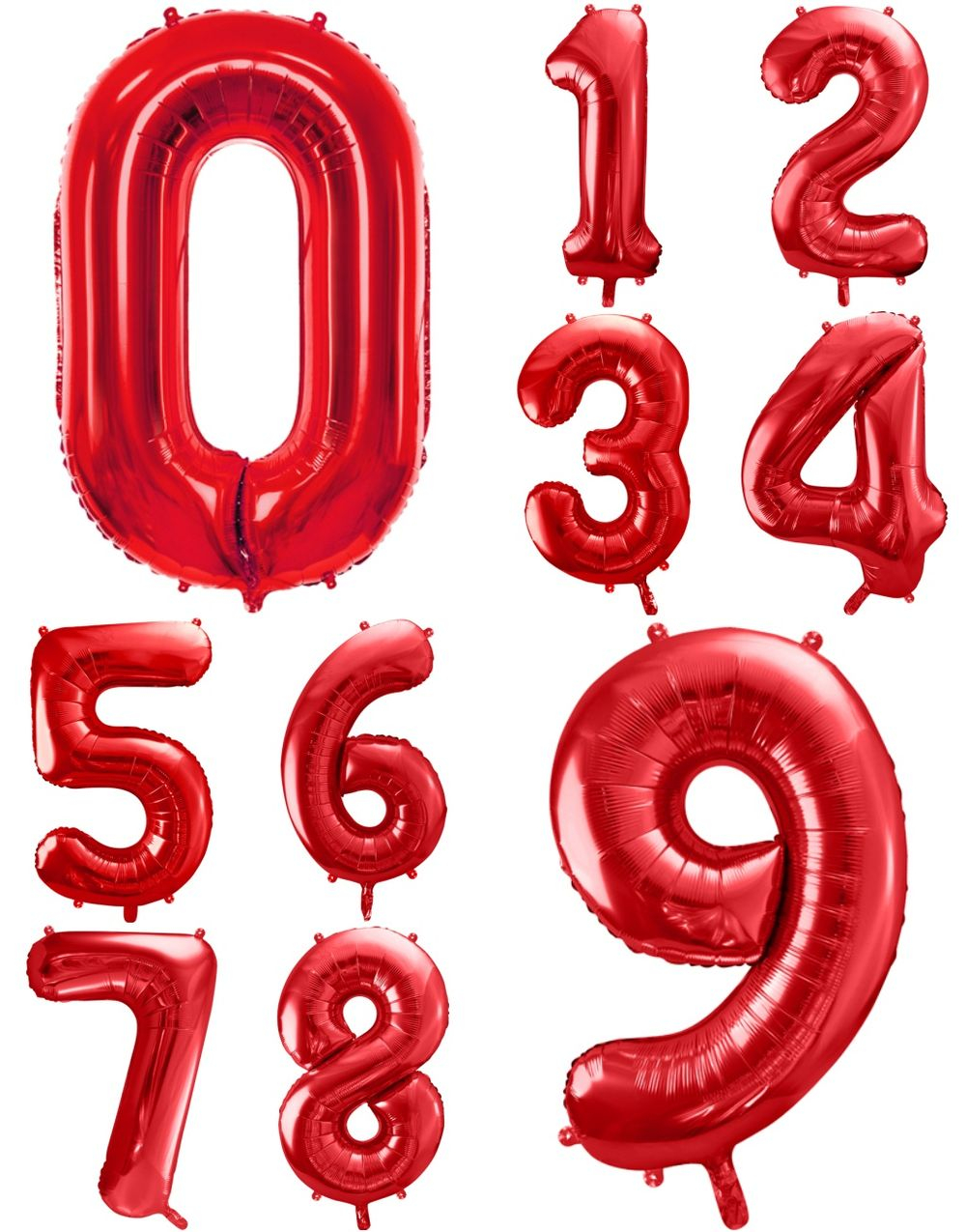 Metallisk Røde JUMBO Tallballonger 0-9 - 86 cm
