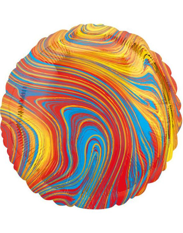 Rød, blå og Gullfarget Marble Folieballong 43 cm