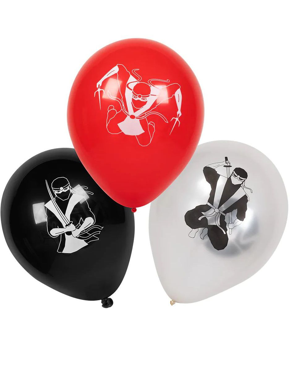 6 stk 25 cm Latexballonger med Ninjamotiv - Ninjafest