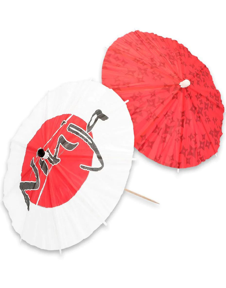 6 stk Store Cocktail Parasoller til Mat og Drikke 2 Motiver - Ninjafest 18 cm