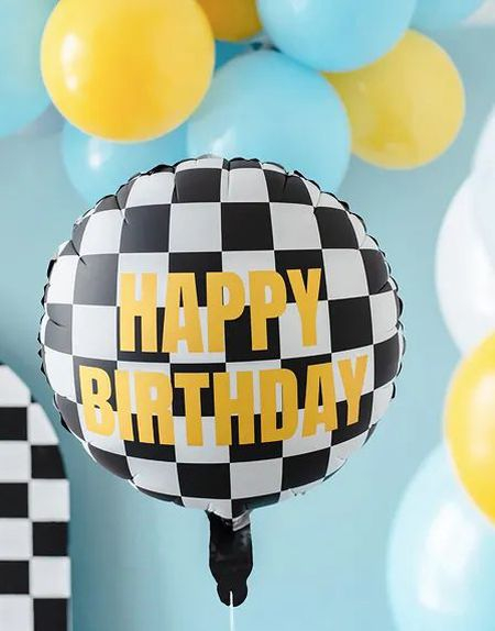 Happy Birthday - Rutete Folieballong 35 cm