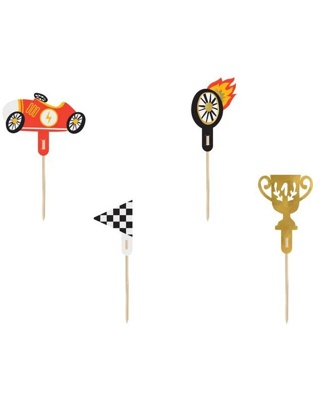 4 stk Racing Kaketoppere - 12 cm