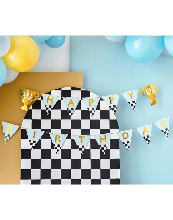 Happy Birthday Flaggbanner 2,5 Meter - Racing