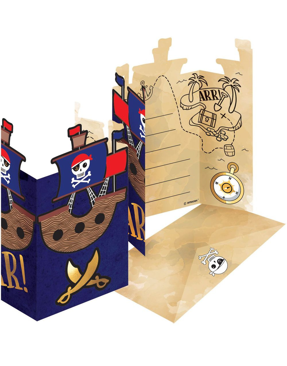8 stk ARR! Invitasjoner - Piratfest