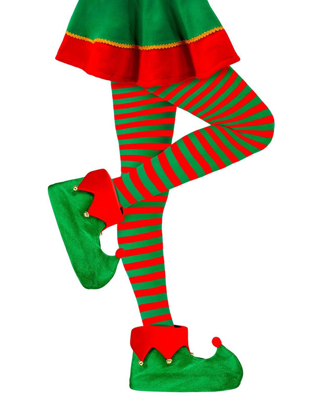 Stripete Rød og Grønn Strømpebukse