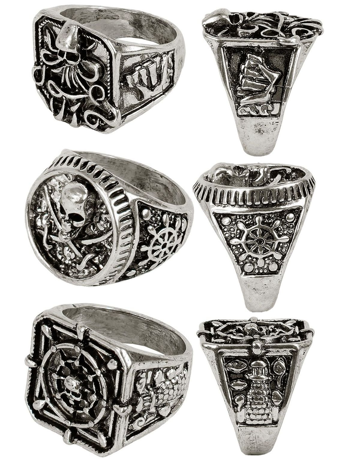 3 stk Forskjellige Pirat/Sjømann Ringer