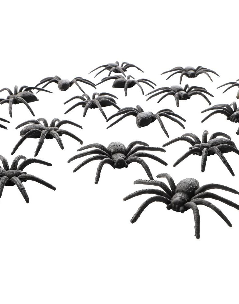 18 stk Svarte Edderkopper til Dekorasjon