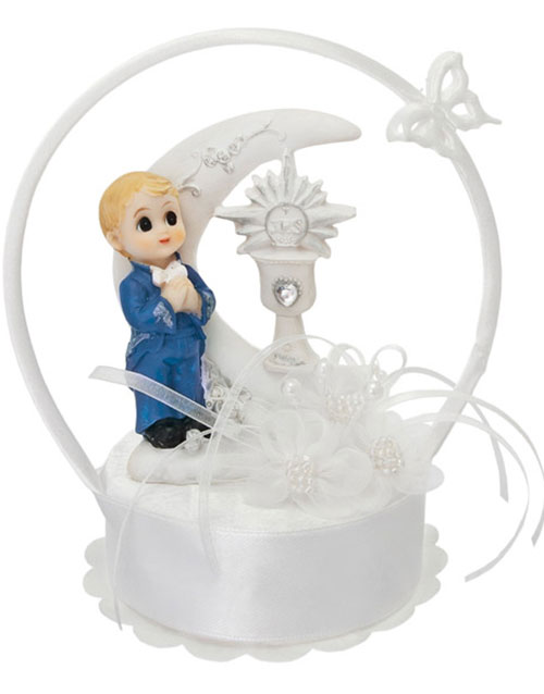 Søt Kakefigur med Stående Gutt ved Måne 15 cm