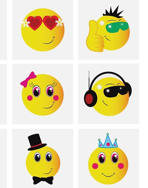 6 stk Små Smileys Tatoveringer