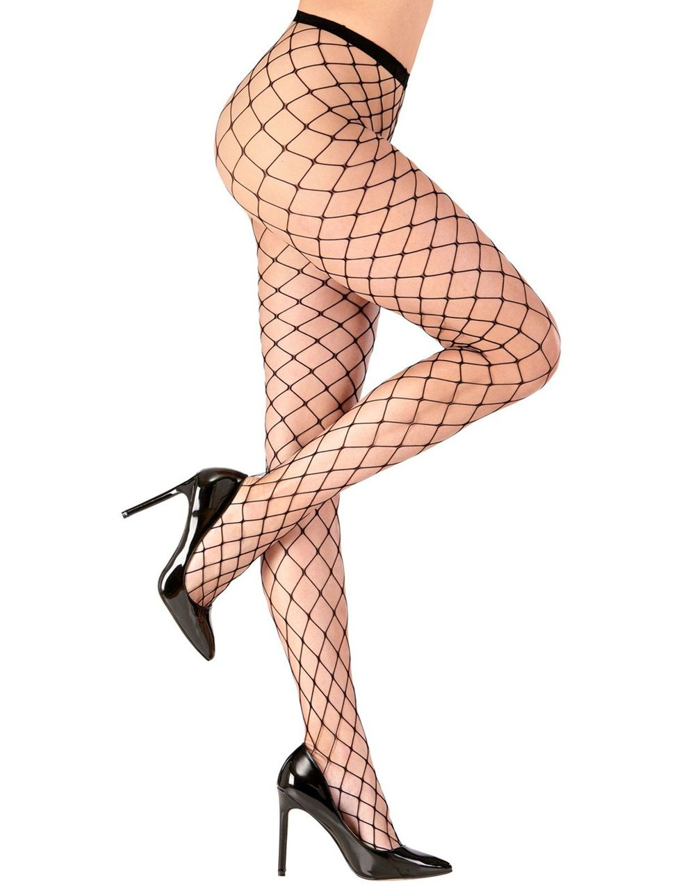 Svart Nettingstrømpebukse med Store Ruter
