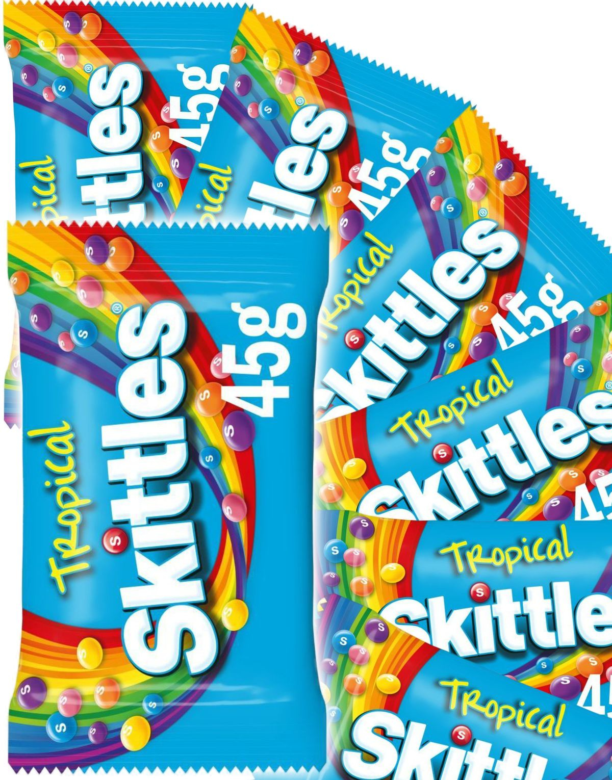 36 stk Skittles Tropical - Tyggepastiller med Forskjellige Tropiske Smaker - Hel Eske 1,62 kg