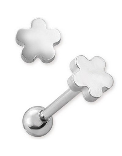 Tungepiercing med Blomsterformet Toppkule