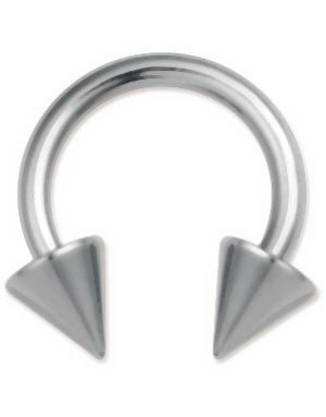 Rund Sølvfarget Øyenbrynspiercing med Spike Kuler