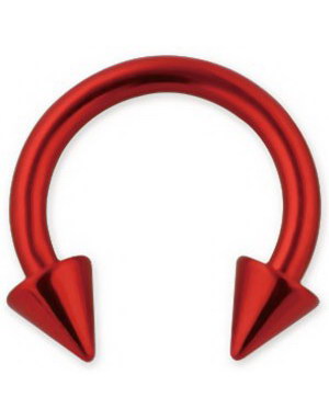 Rund Rød Øyenbrynspiercing med Spike Kuler