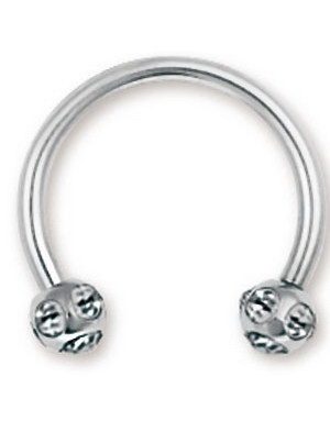 Rund Øyenbrynspiercing med Klare Stener på Kulene