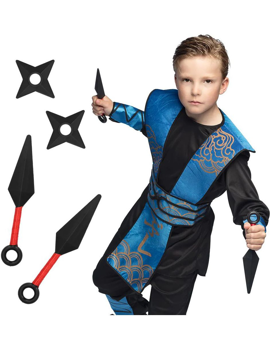 Sett med 4 Ninja Leke-Våpen Kunai og Ninjastjerner