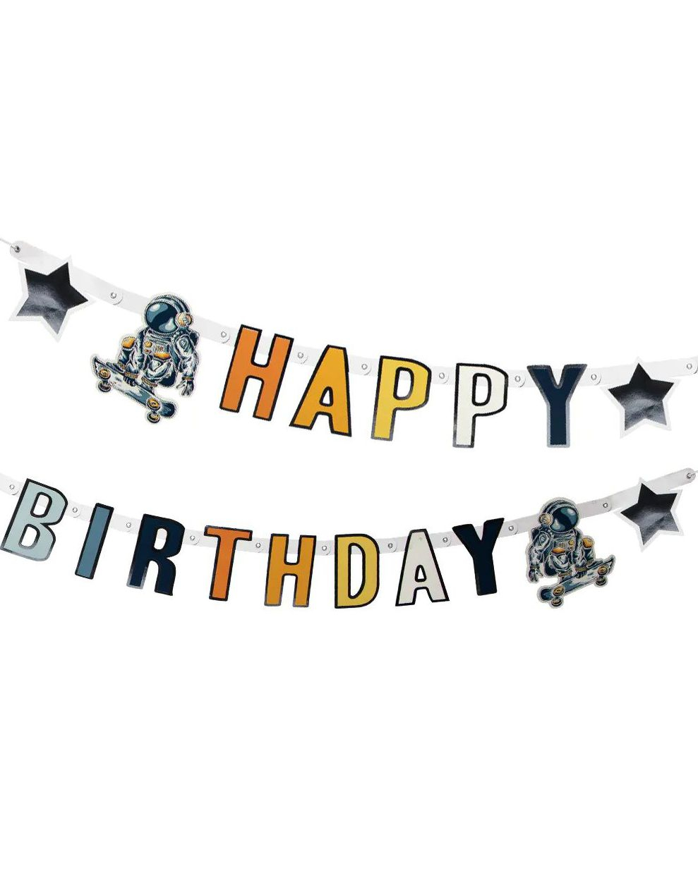 Happy Birthday Tekstbanner 2,5 meter - Astronaut Party