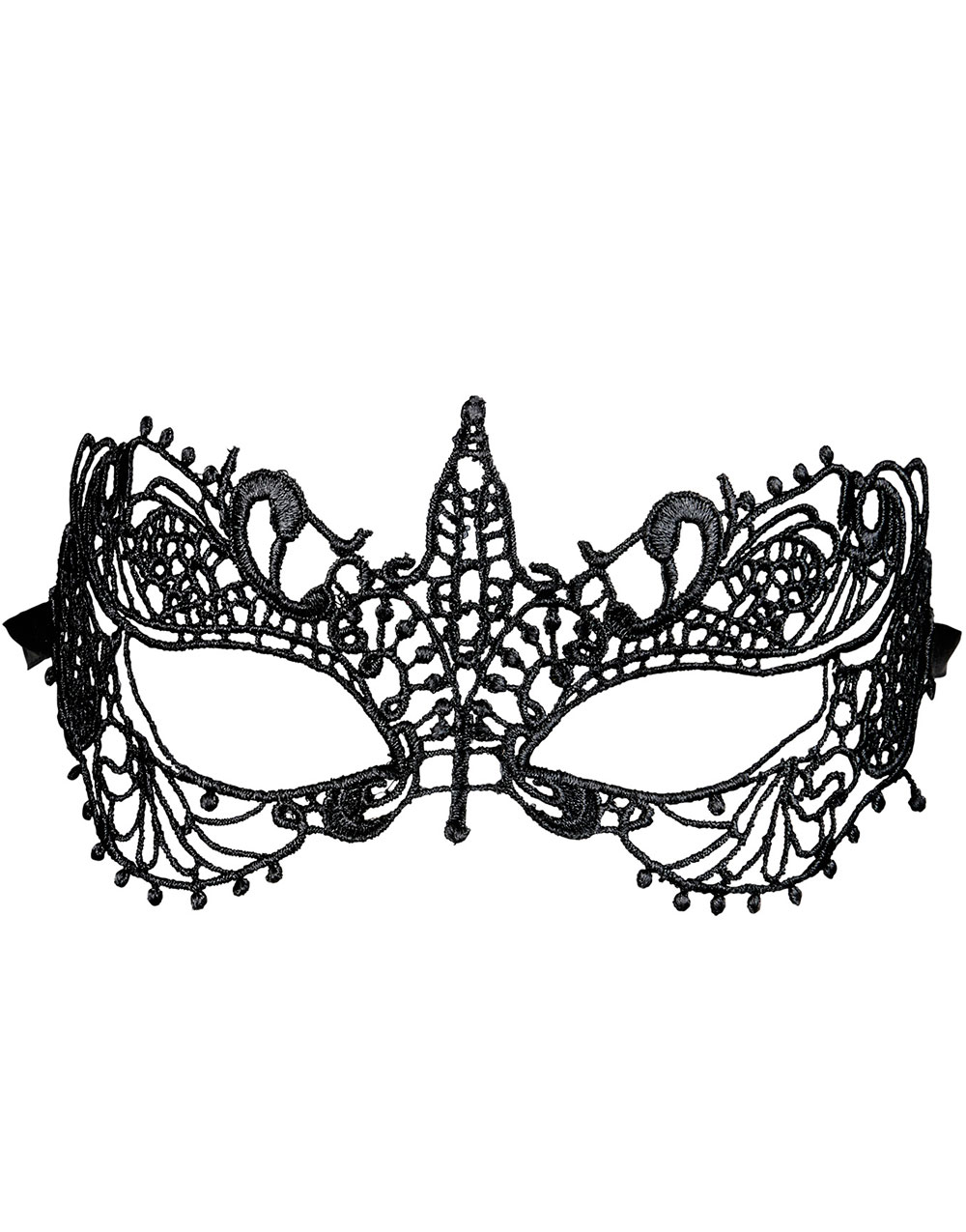 Svart Øyemaske med Heklede Blonder