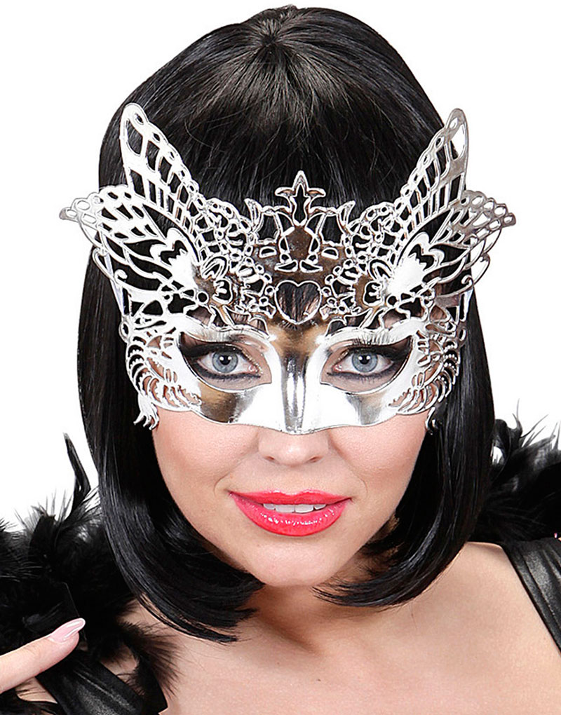 Sølvfarget Sommerfugl Øyemaske