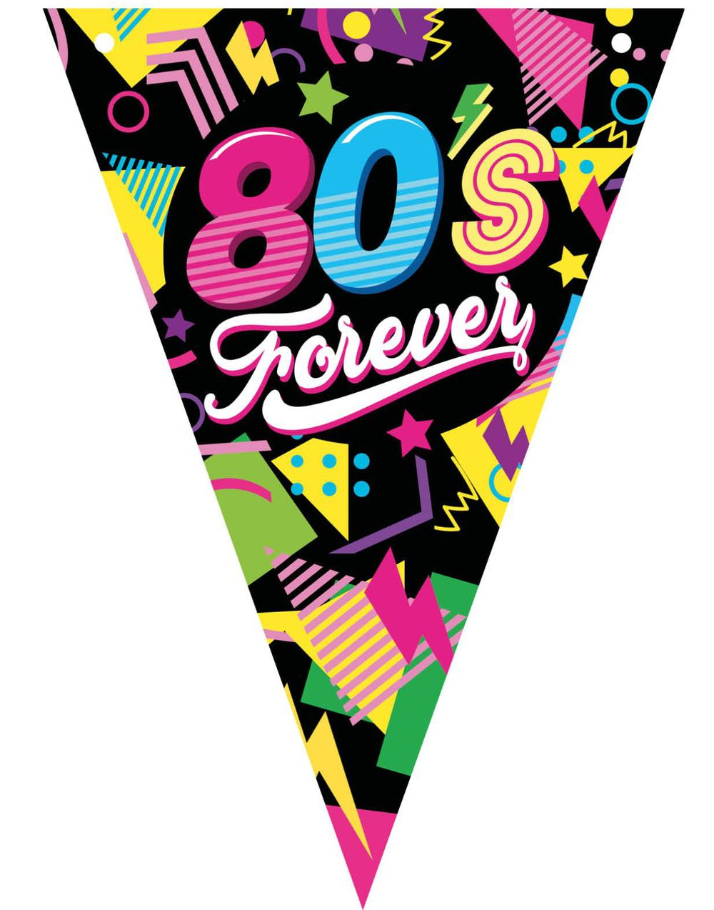 80s Forever - Banner med Vimpler 3 Meter