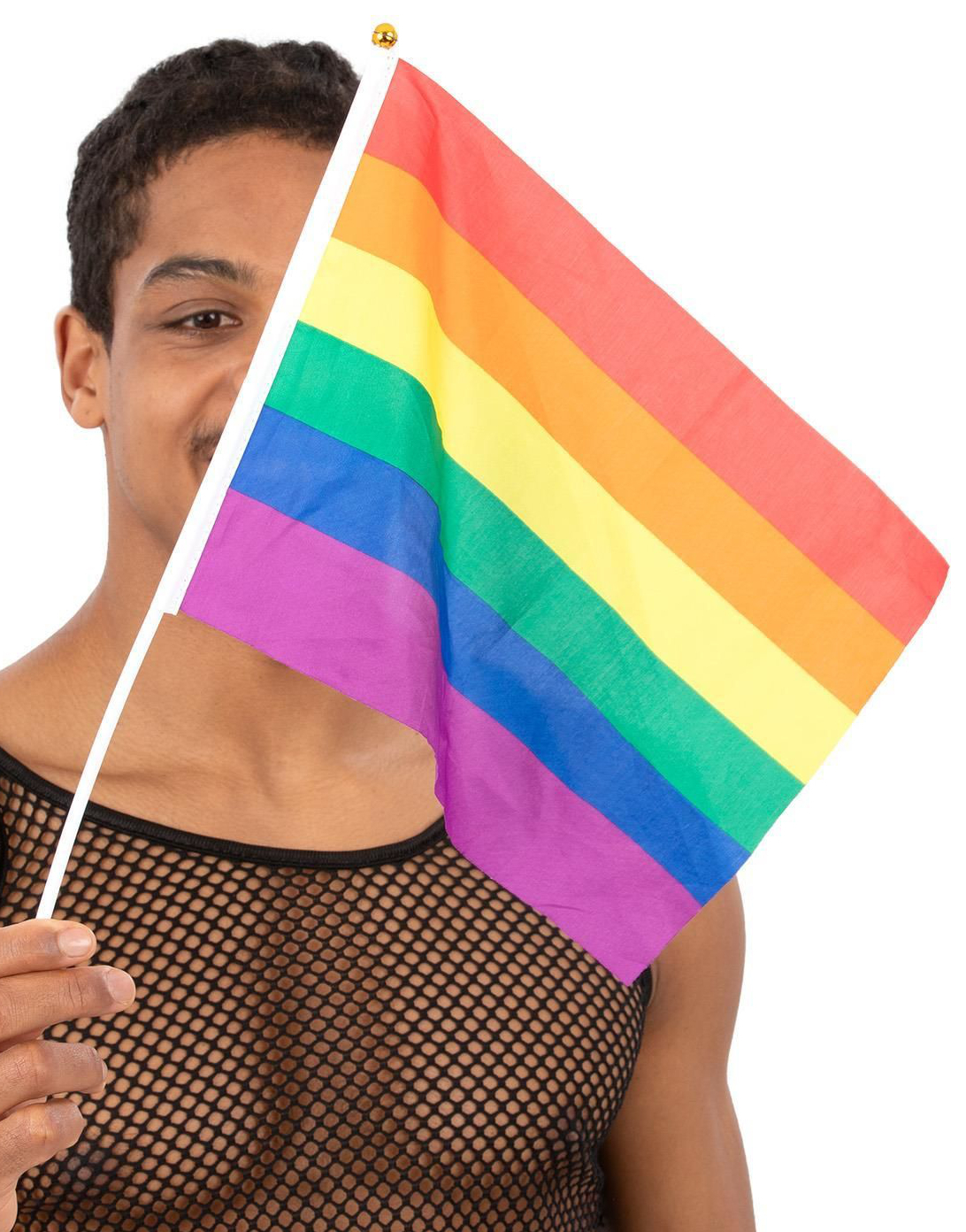 12 stk Regnbueflagg på Pinne 45x30 cm