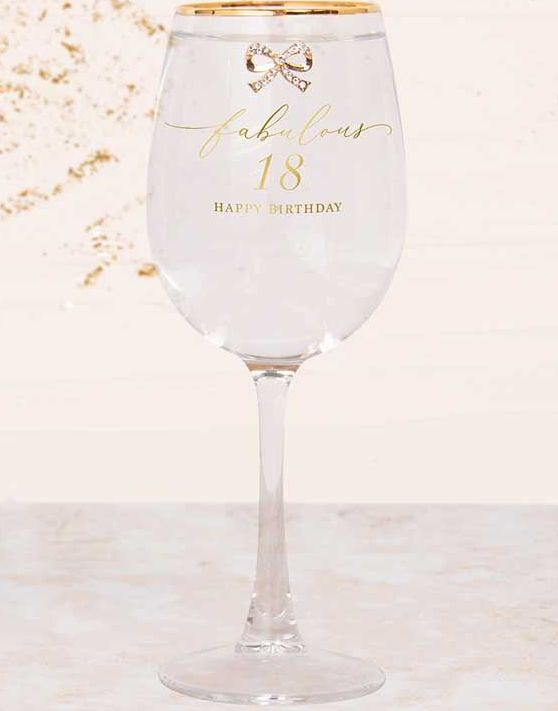 Fabulous 18 - Vinglass med Gullfarget skrift