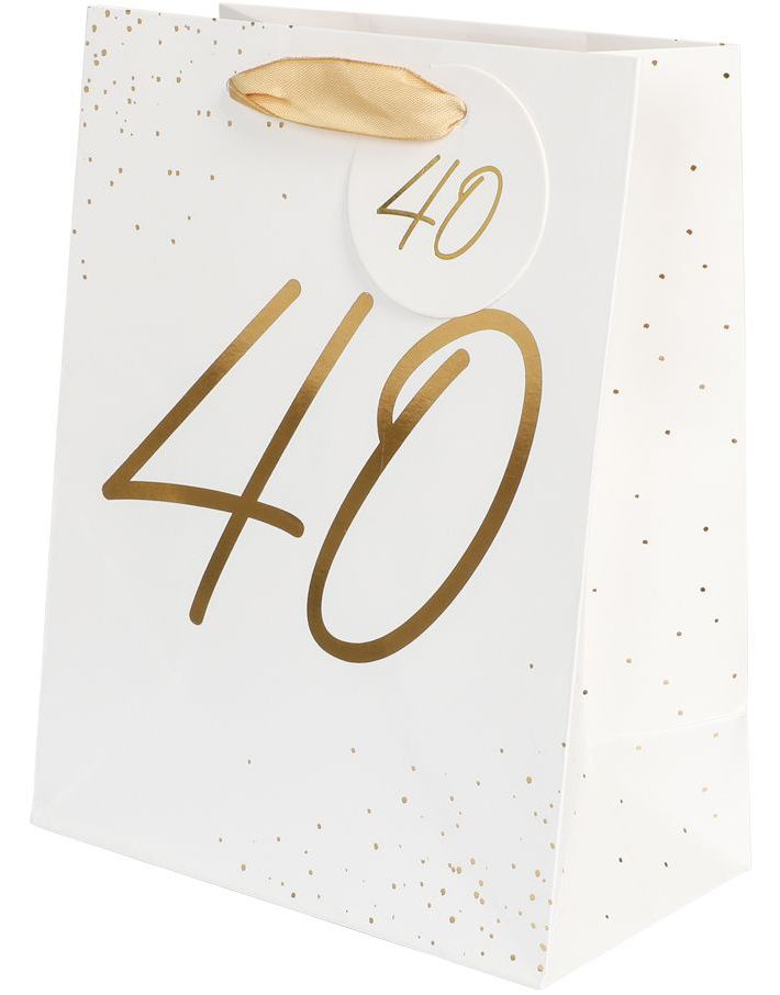 Gavepose 40 År Gullskrift 18x23x10 cm