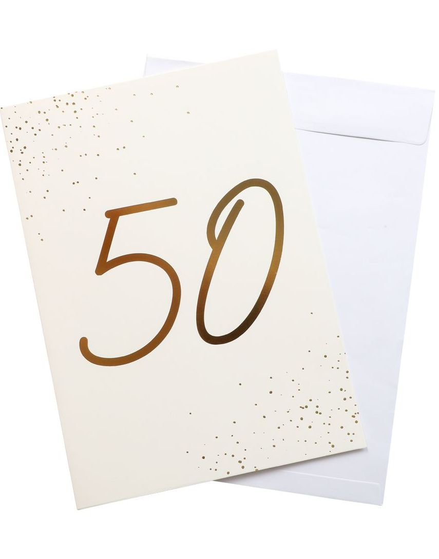50 År - Kjempestort Gratulasjonskort med Konvolutt i A4 Format
