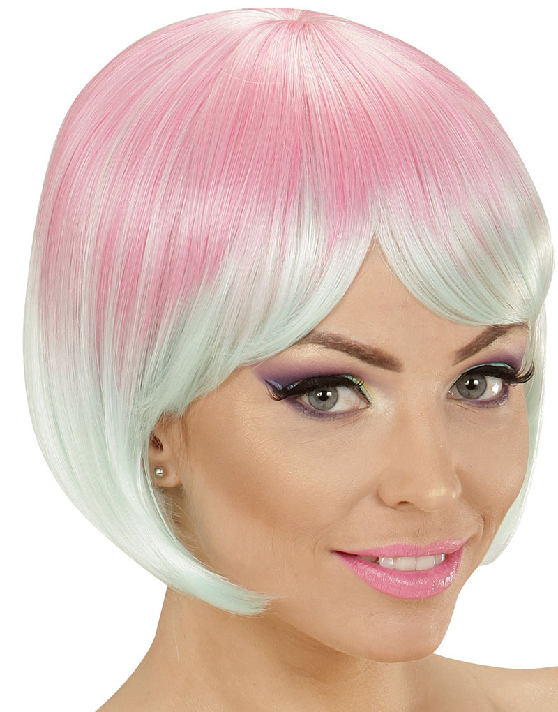 Rosa og Turkis Deluxe Bob Parykk - Kan Styles!