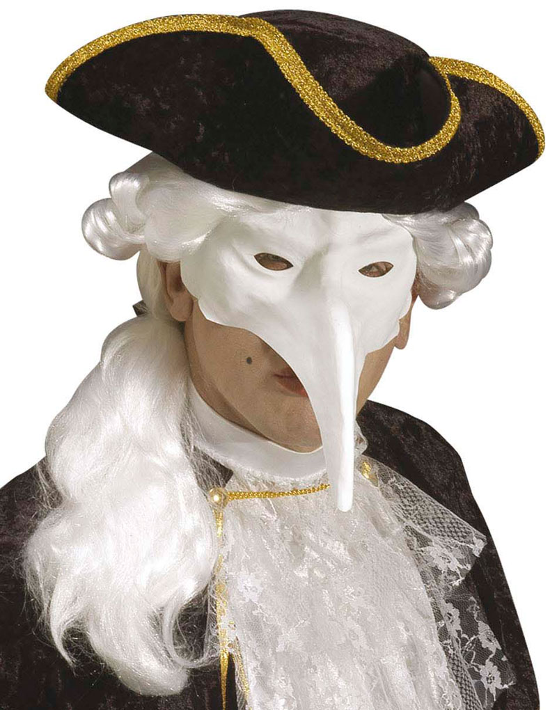 Hvit Venetiansk Maske Med Lang Nese - Kan Males!