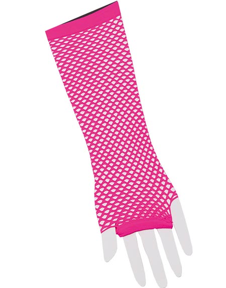 Neon Rosa Lange Nettinghansker