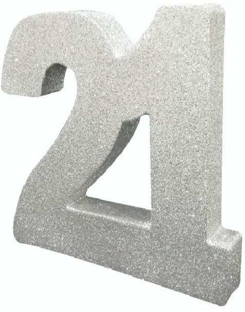 Sølvfarget Glitrende 21 År Borddekorasjon 20 cm