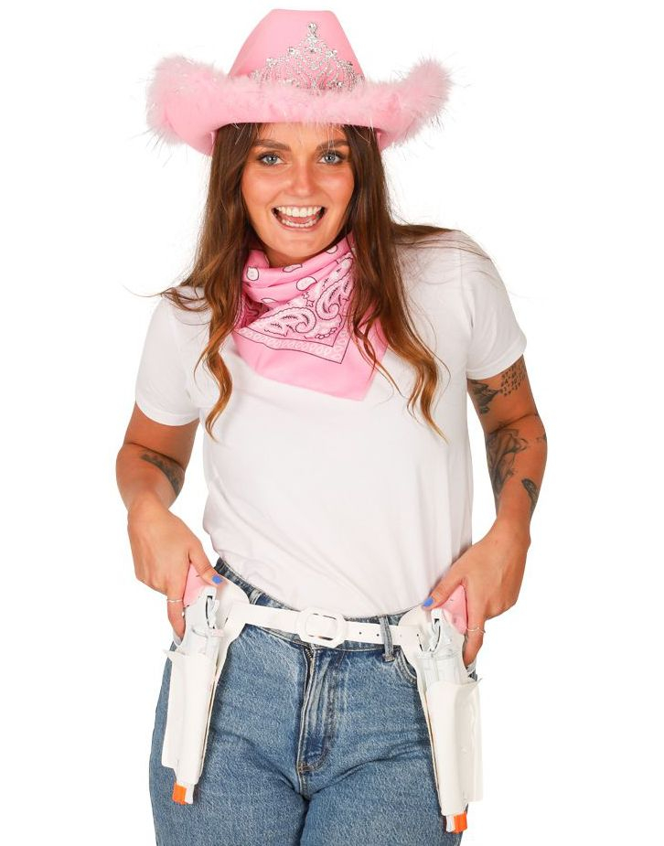 Rosa Cowboy Kostymesett - Inkl. 2 Revolvere, Hylstre & Bandana