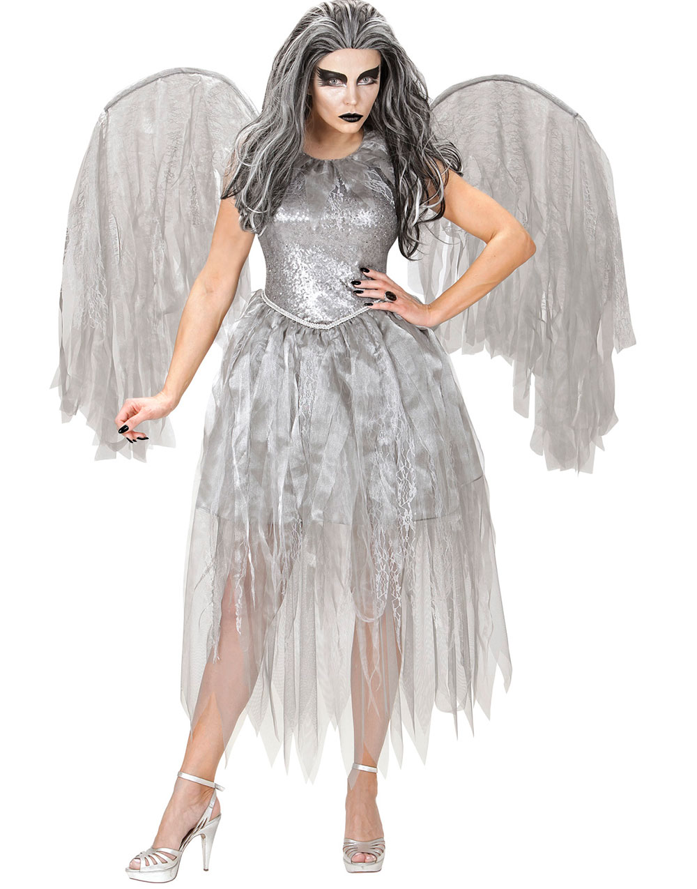 Dark Angel - Grått Damekostyme med Vinger