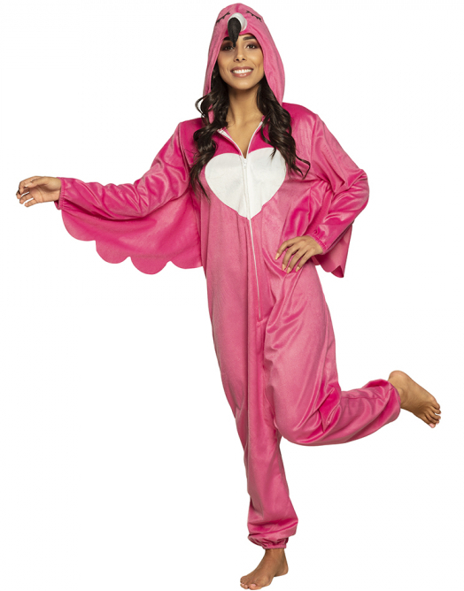 Rosa Flamingo Jumpsuitkostyme med Hette og Vinger