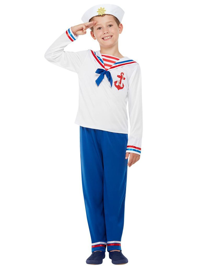 High Seas Sailor - Kostyme til Barn med Hatt - Strl 4-6 ÅR