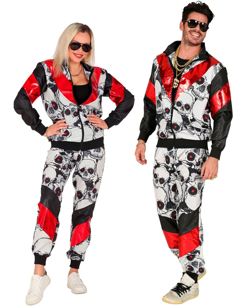 80 Talls Rød/Svart Grilldress med Hodeskaller til Voksen