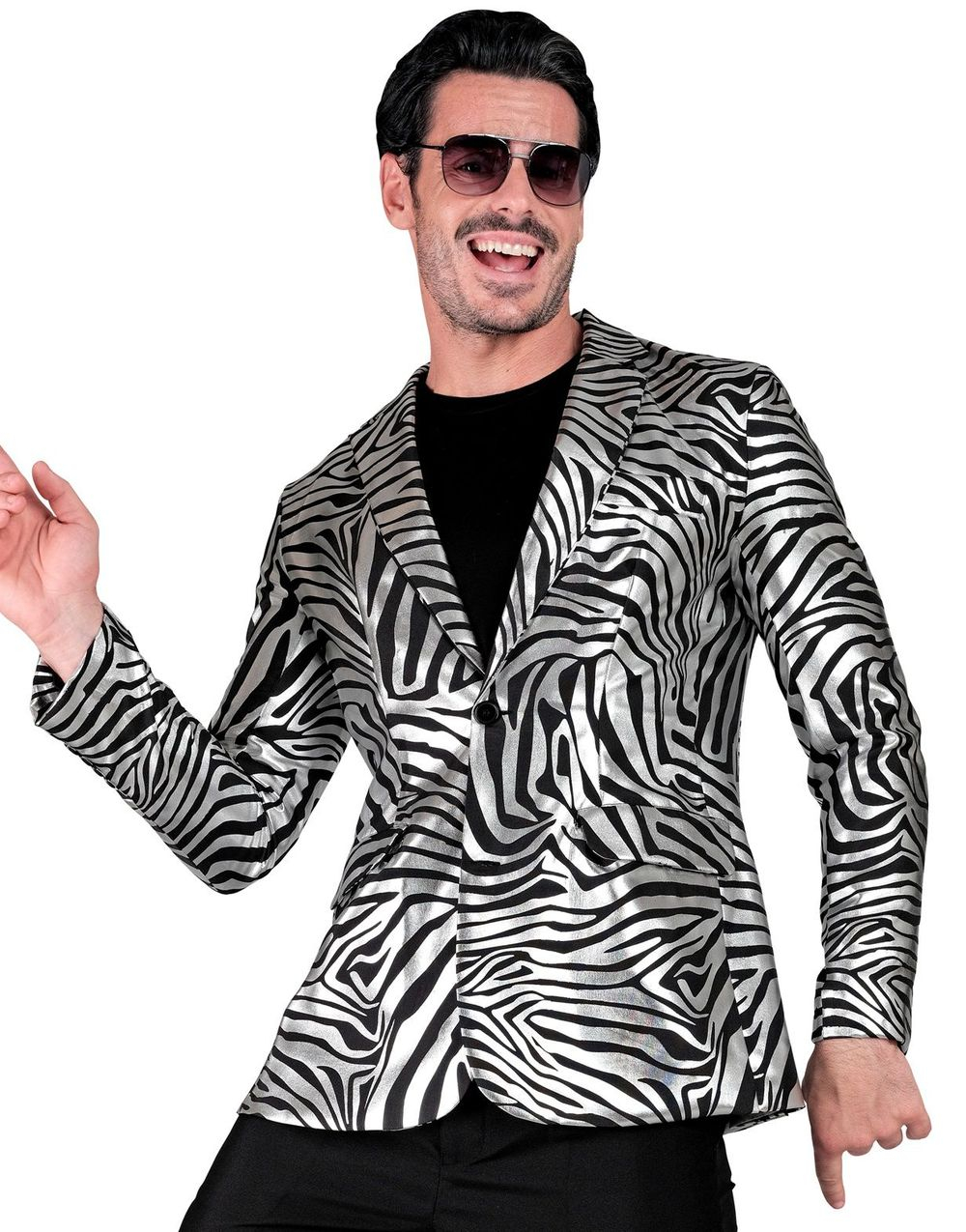 Kostymejakke til Mann med Sølvfarget Dyremønster